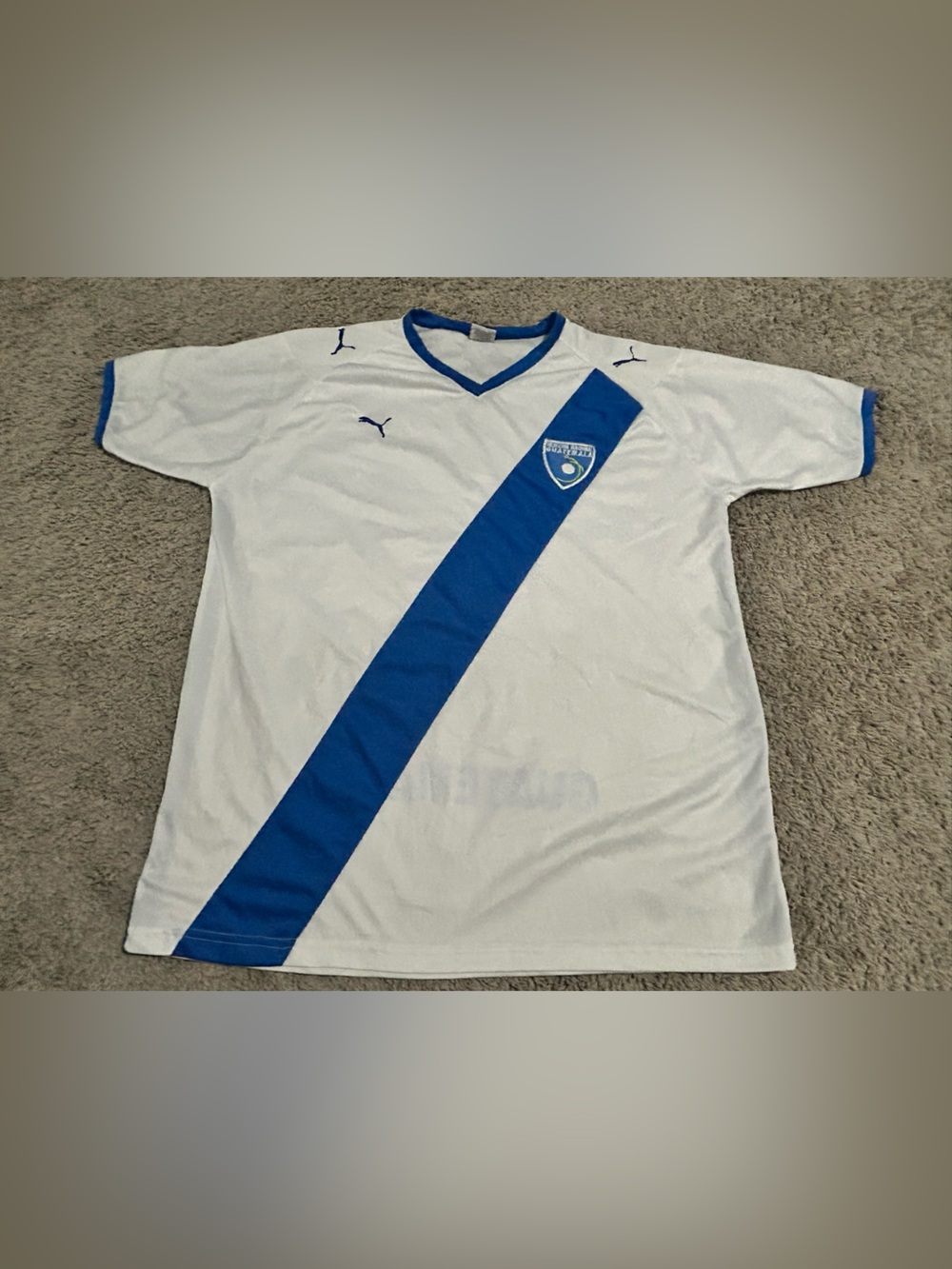 Guatemala Puma White and Blue Diagonal-Stripe for Soccer Shirt